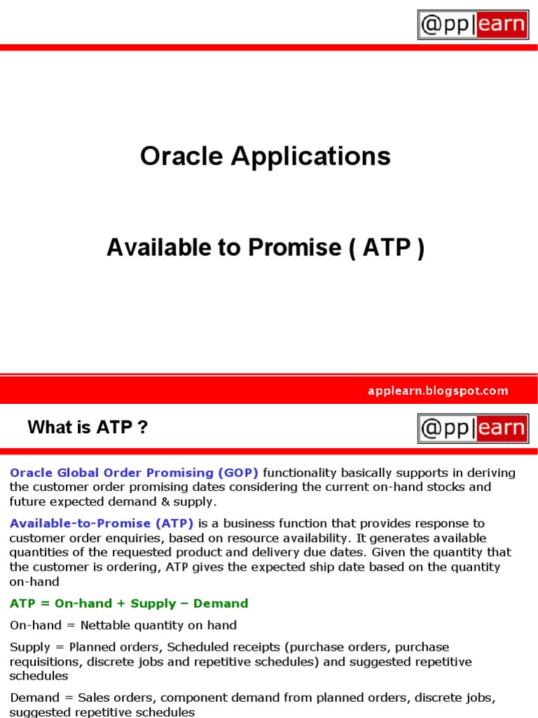 Oracle ATP Applearn | PDF | Supply Chain | Demand