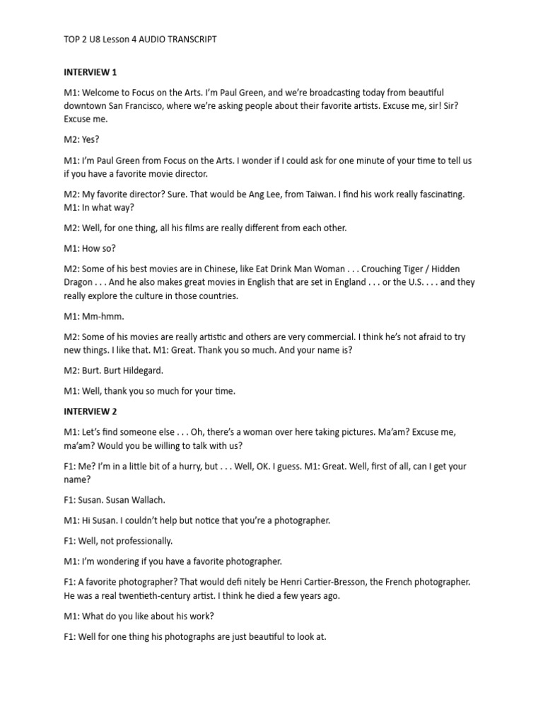 Interview 1 | PDF