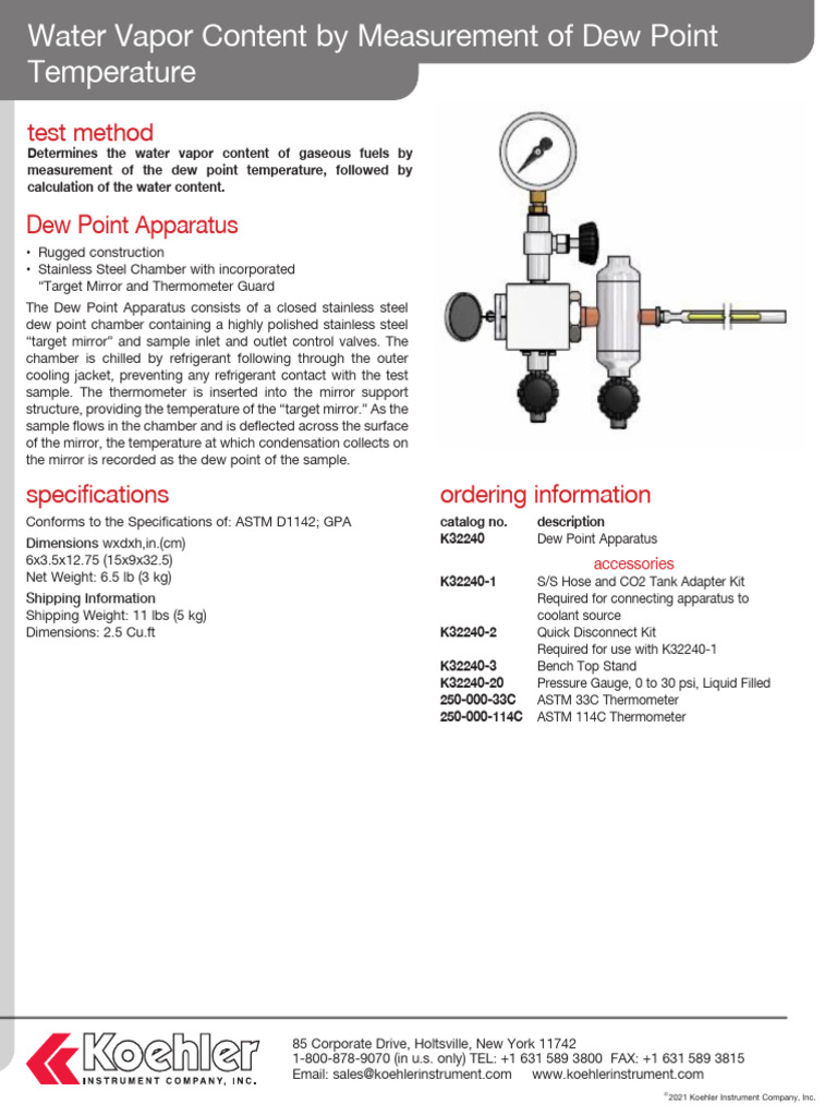 Dew Point Apparatus Overview | PDF | Water | Water Vapor