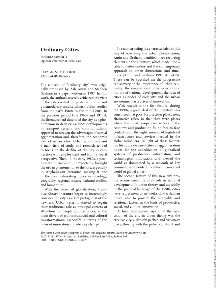 Orum, A.M. and Gemmiti, R. (2022) - Ordinary Cities. | PDF | Theory ...