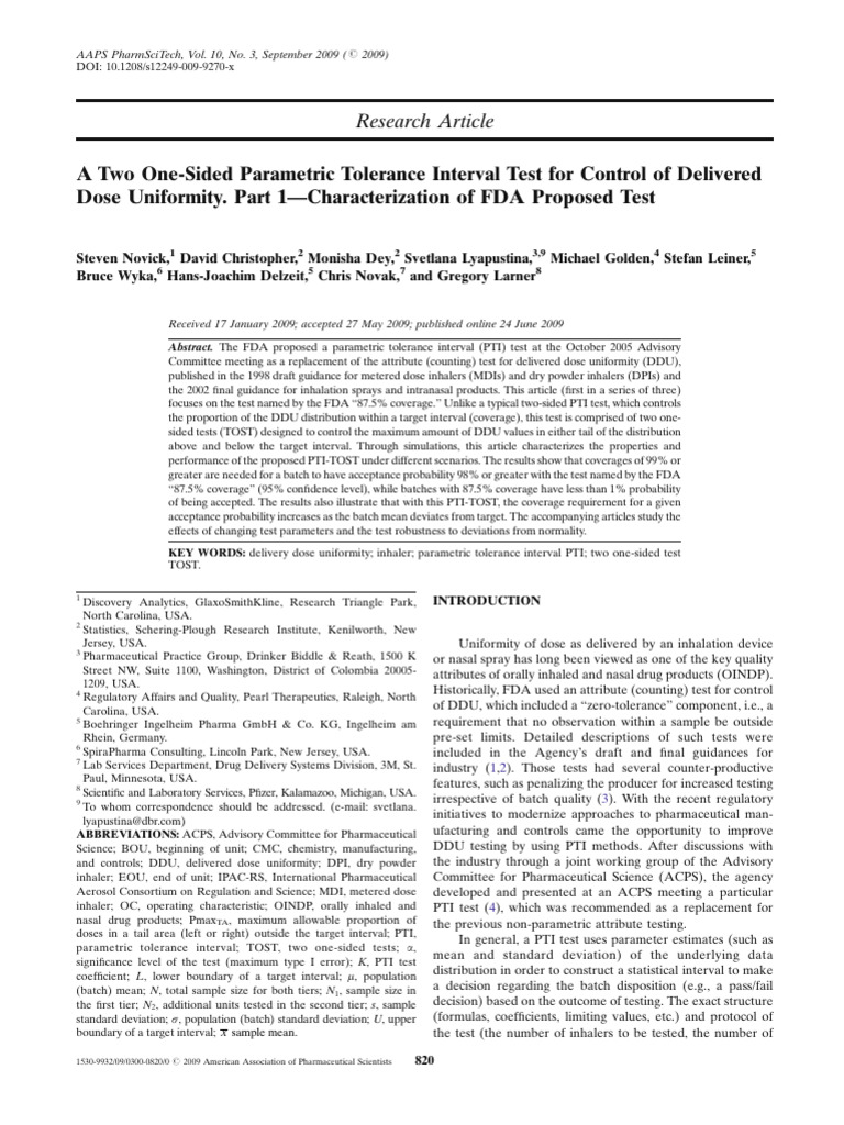 Statistical Tolerance Interval