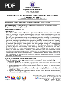 Activity Proposal Organizational and Professional Development For Non-Teaching Personnel (OPDNTP)