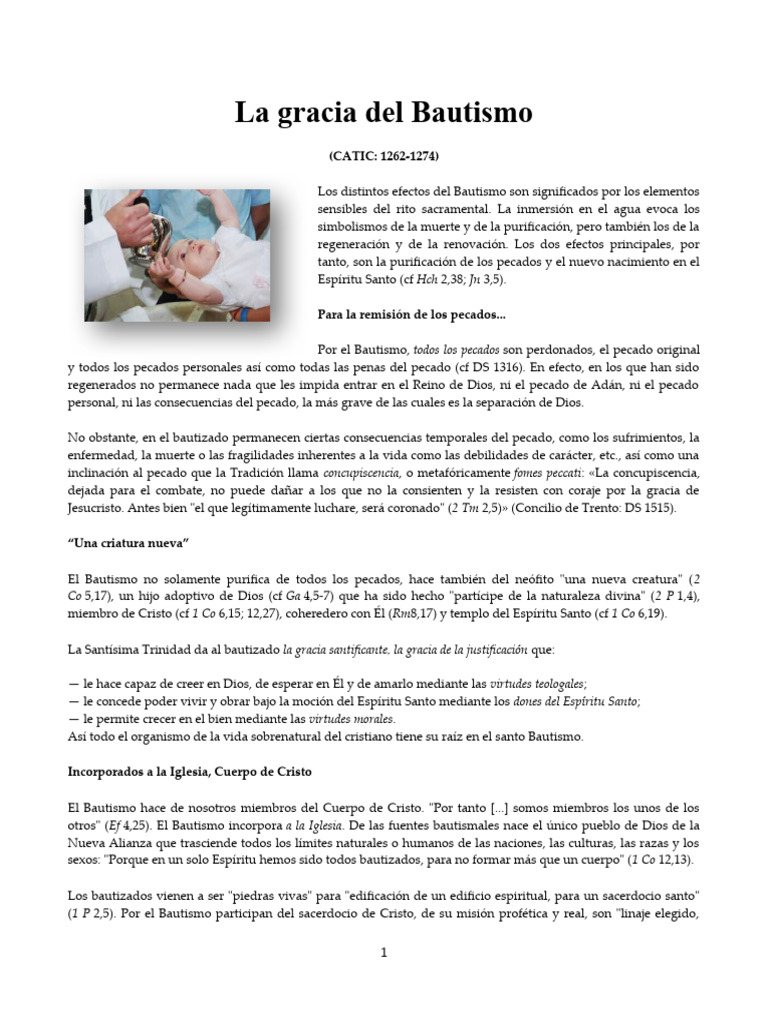 La Gracia Del Bautismo-1 | PDF | Bautismo | eucaristía