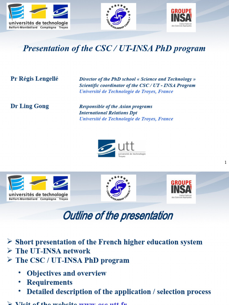 CSC/UT-INSA PhD Program Guide | PDF | Doctor Of Philosophy | Doctorate