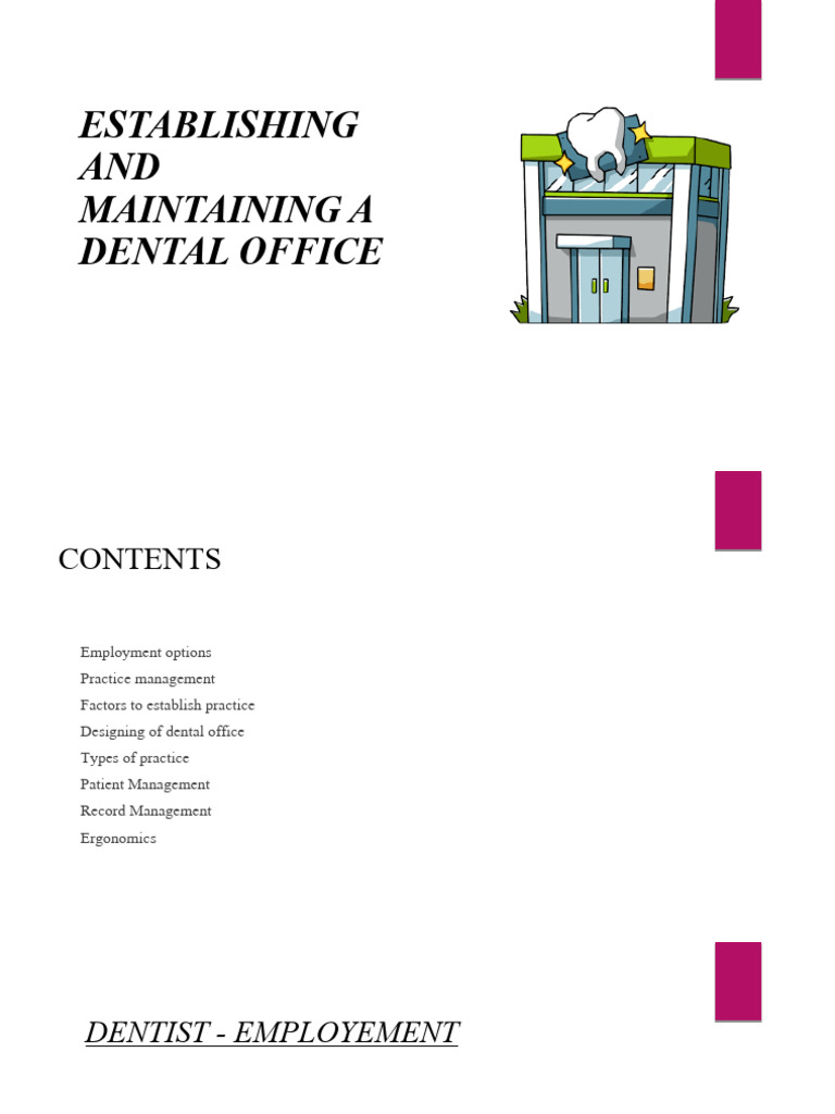 Establishing And Maintaining A Dental Office Pdf Dentistry Dentist
