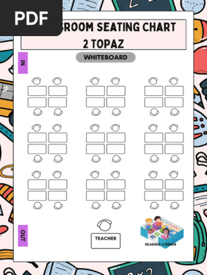 Classroom Seating Chart in White and Pink Doodle Style 