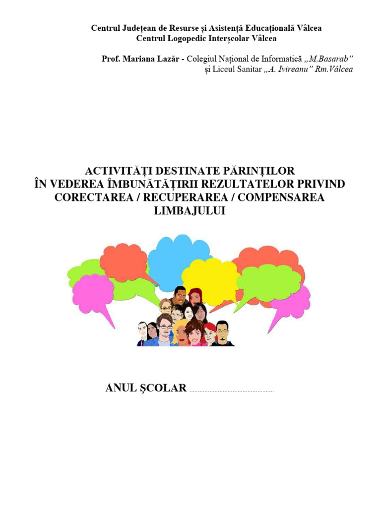Program de Consiliere Logopedica A Parintilor Model | PDF