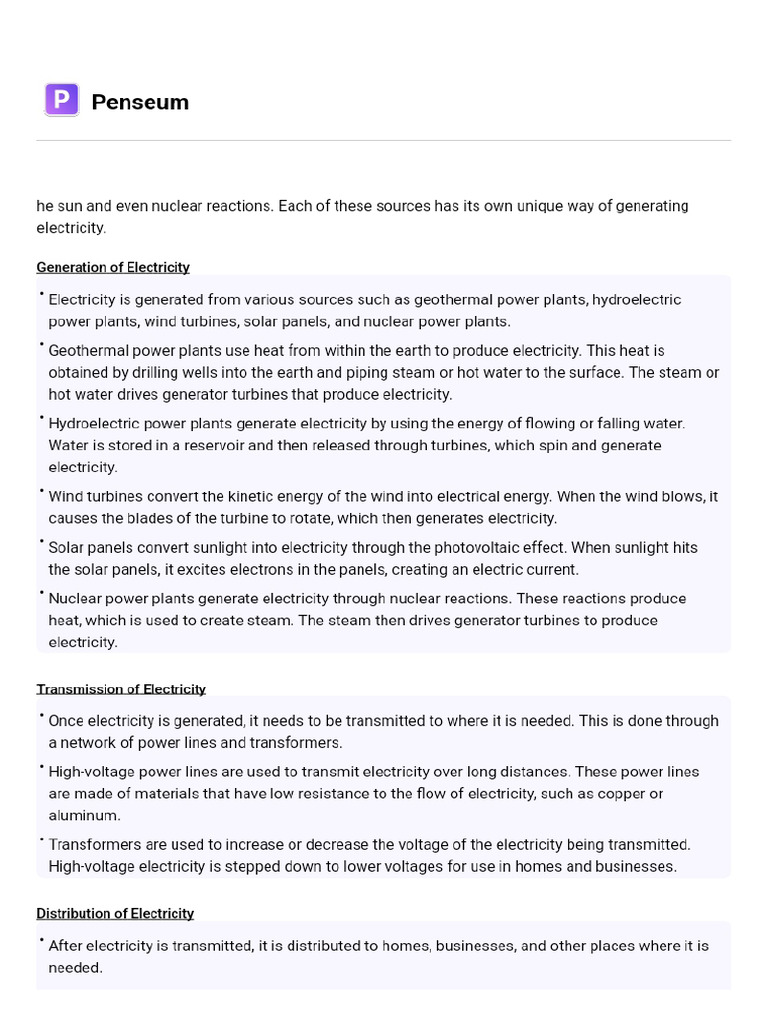 Electricity Generation Distribution Pdf
