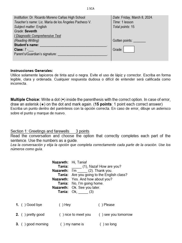 English Test for 7th Graders | PDF | Writing Implements | Graphite
