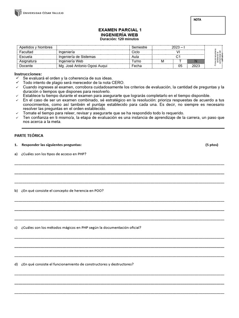 Examen I Unidad | PDF | Php