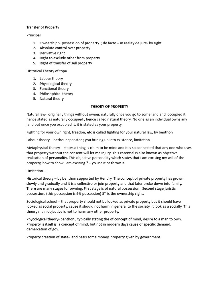 Transfer of Property PDF Mortgage Law Loans