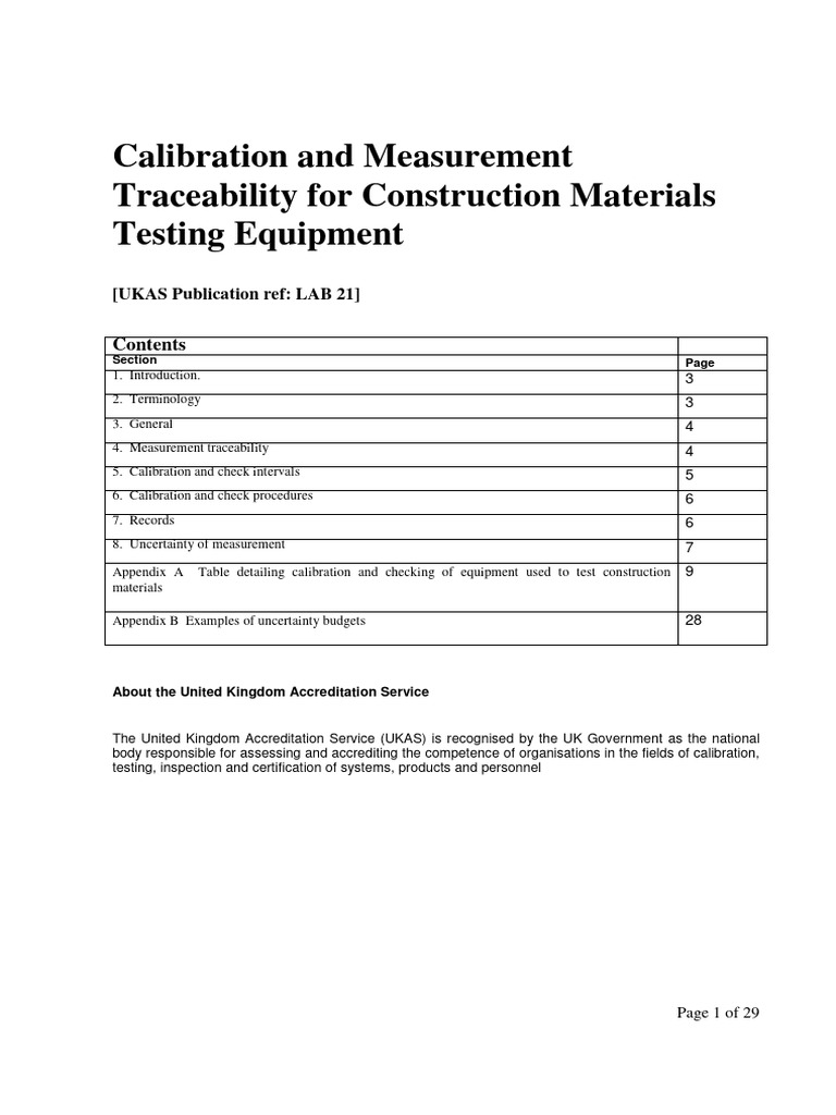 UKAS Lab 21 Document For Calibrations Download Free PDF Calibration