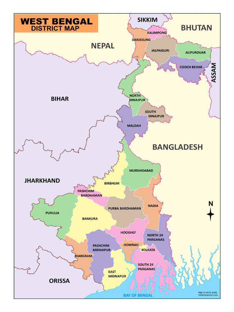 West Bengal Map With District 795 | PDF