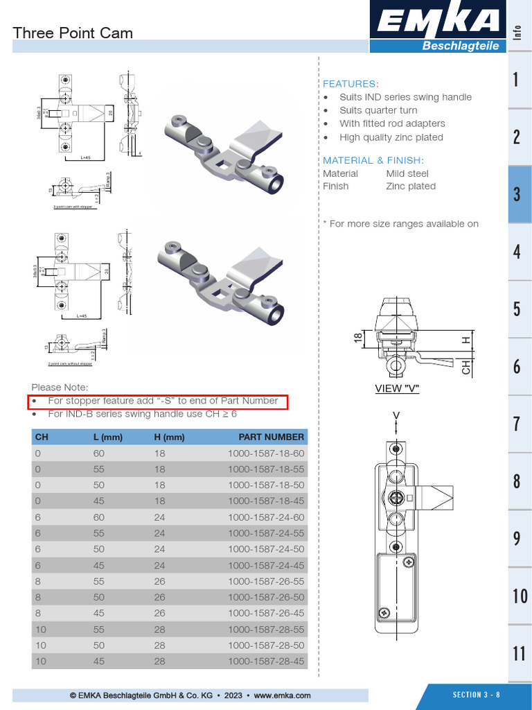 EMKA Three Point Cam Specifications | PDF | Metals