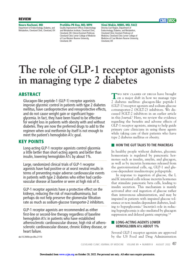 GLP-1 Agonists in Type 2 Diabetes Management | PDF | Clinical Medicine |  Diabetes