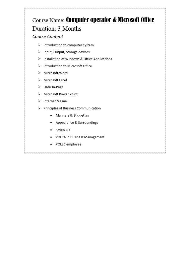 computer Course | PDF