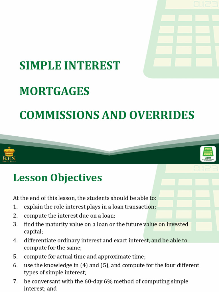 Simple Interest + Mortgages + Commissions and Overrides | PDF ...