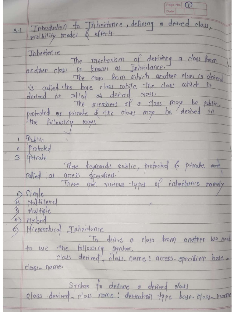 Oops - Unit 3 (Notes) | PDF