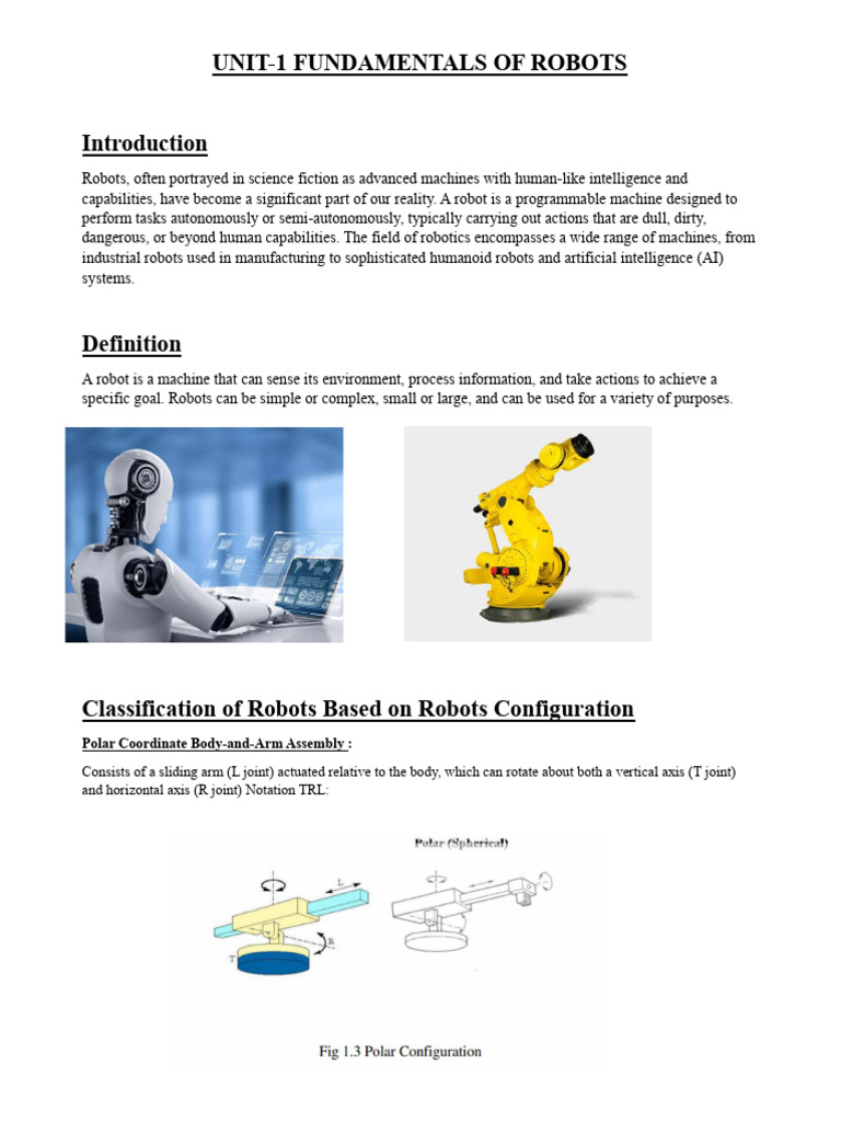 Unit 1 Pdf Robot Robotics