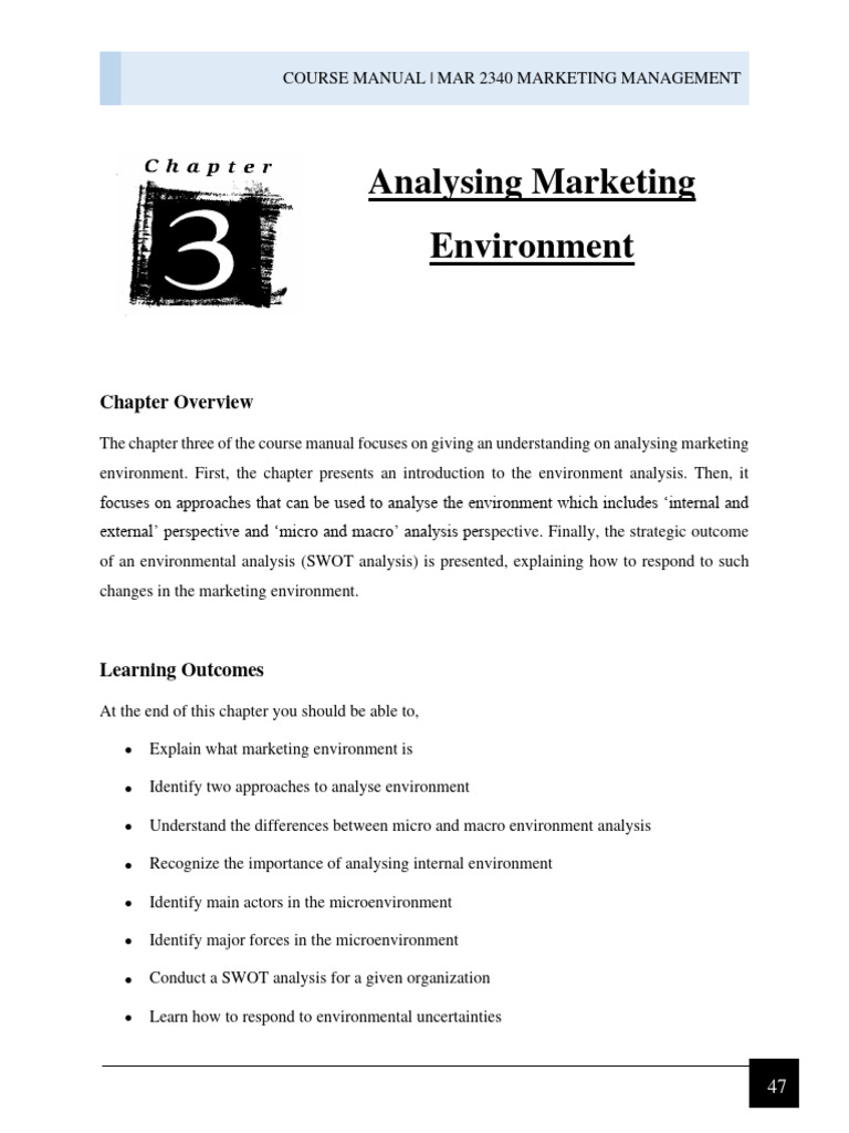 Course Manual Chapter 3 | PDF | Marketing | Swot Analysis