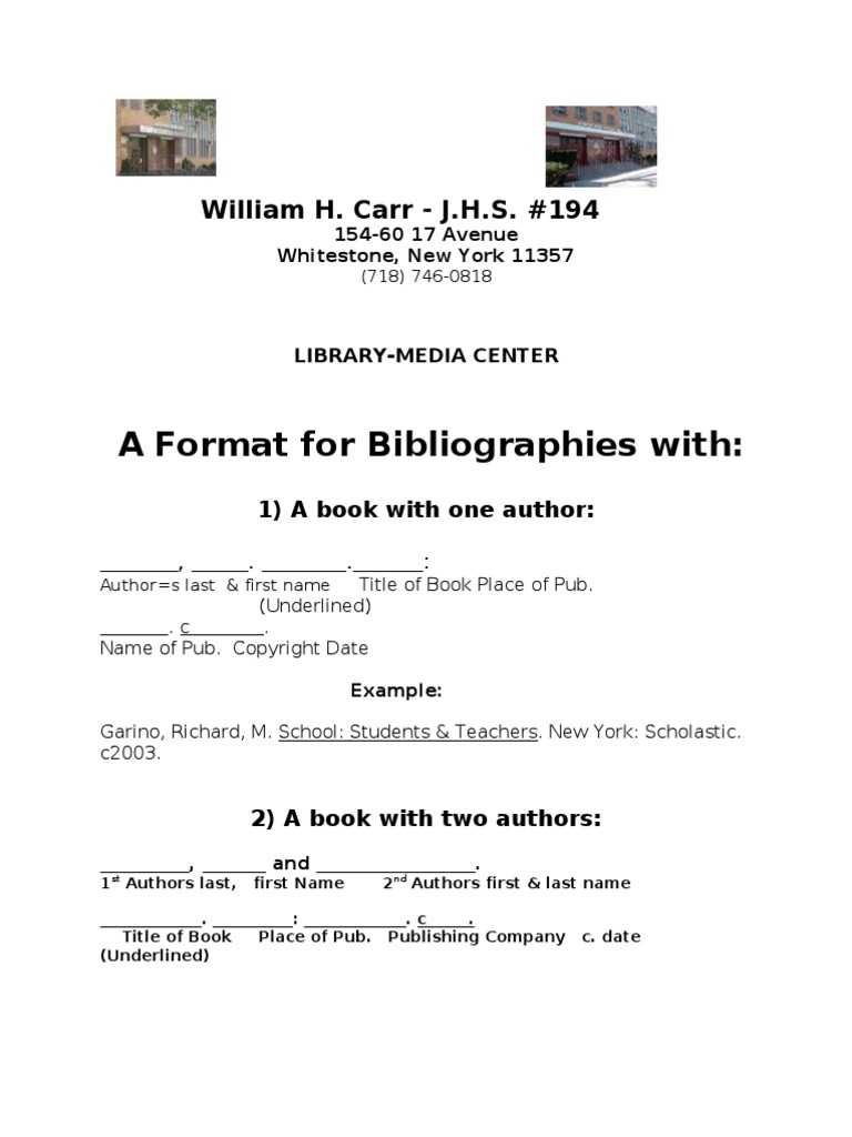 Format For Bibliographies With:: William H. Carr - J.H.S. #194 | PDF ...