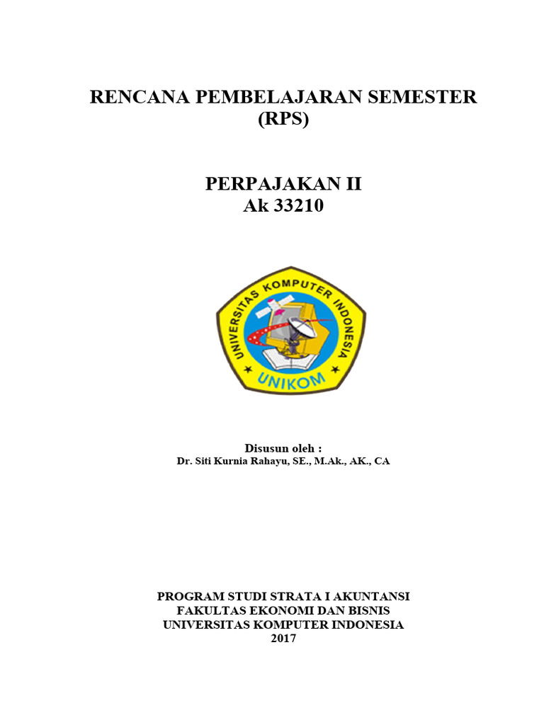 RPS Perpajakan II untuk Akuntansi S1 | PDF