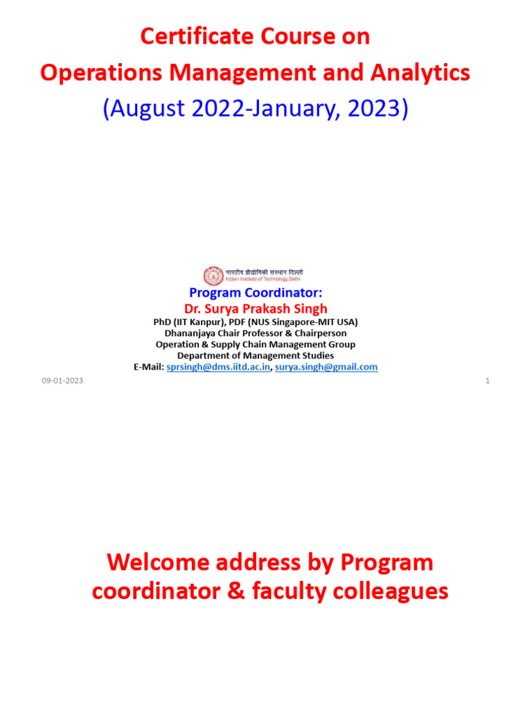Operations Management & Analytics Course | PDF | Operations Management ...
