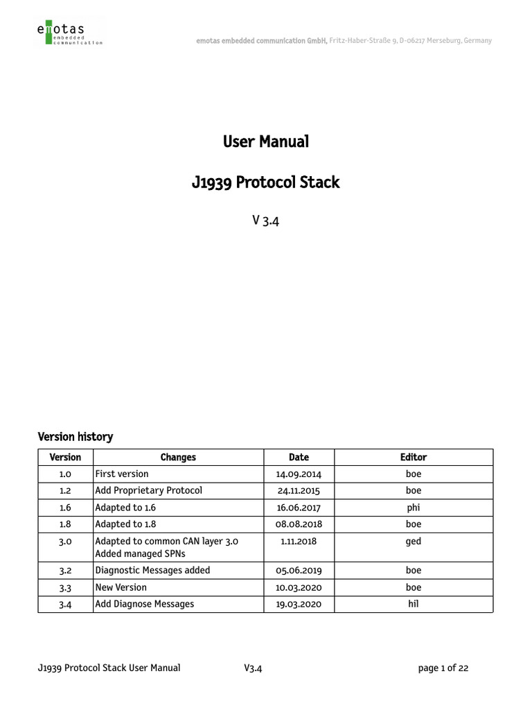 Emotas Sae j1939 Stack User Manual English | PDF | Variable (Computer ...