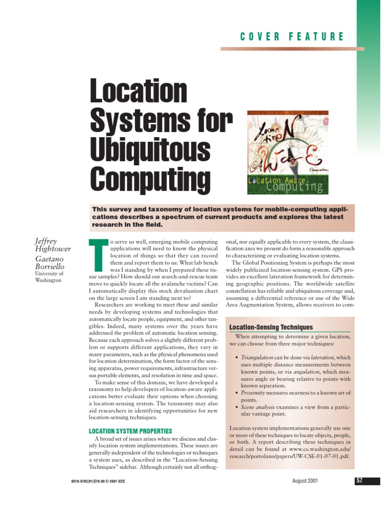 Location Systems For Ubiquitous Computing: Cover Feature | PDF ...