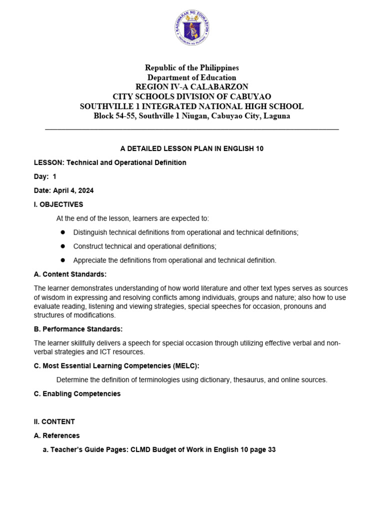 Teachnical operational definition pdf definition word