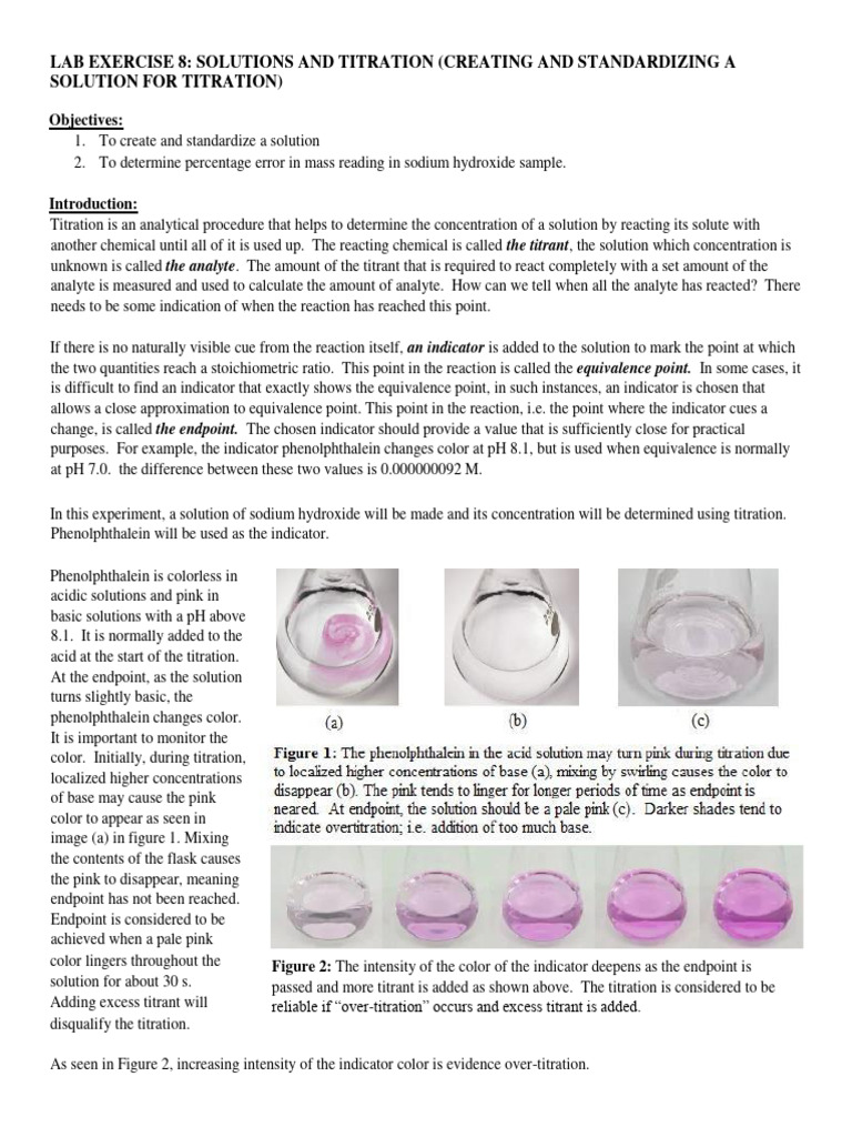 Lab 8 - Solutions and Titration 2023-1 | PDF | Titration | Chemistry