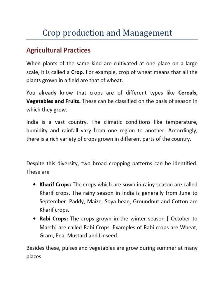 Crop Production and Management Guide | PDF