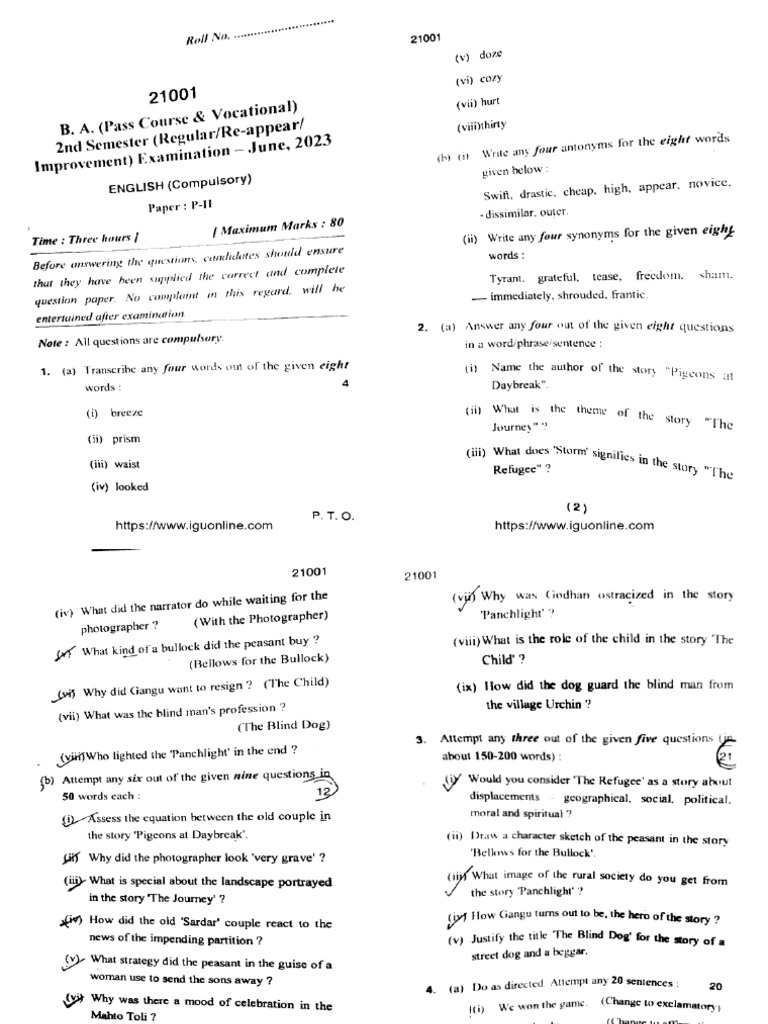 Ba 2 Sem English 21001 Jun 2023 | PDF