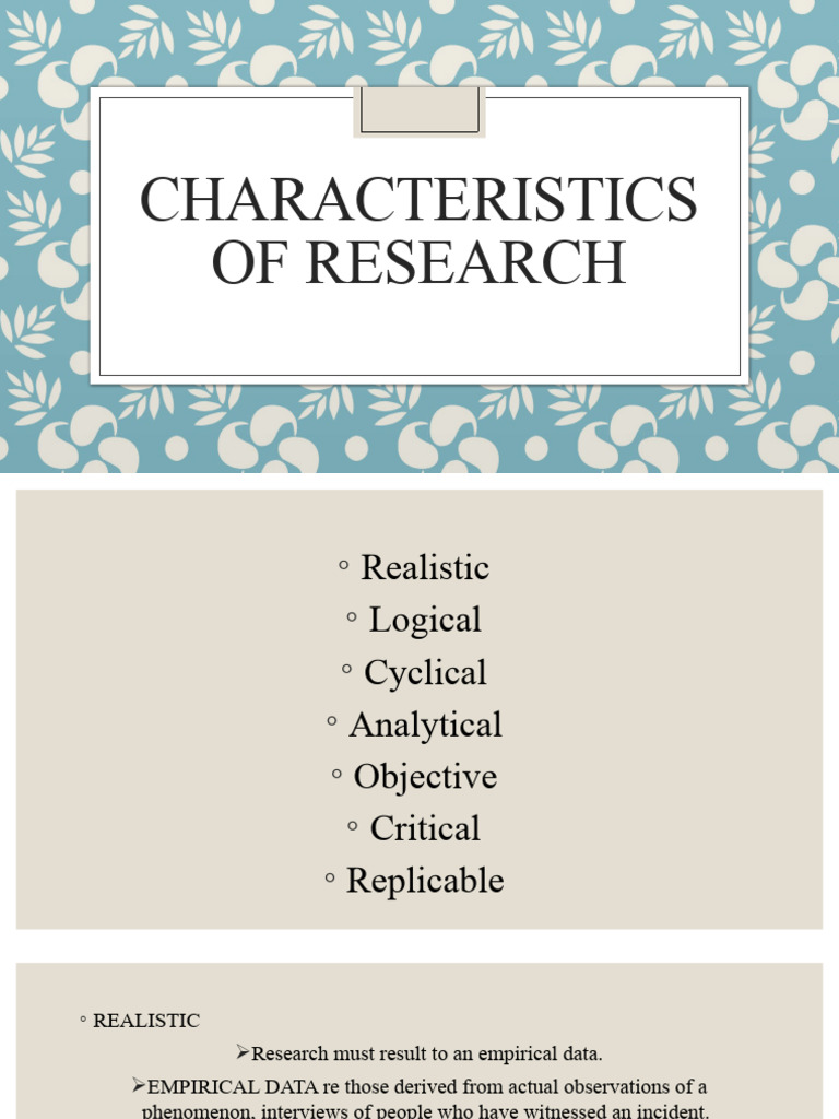 Key Characteristics of Effective Research | PDF | Methodology ...