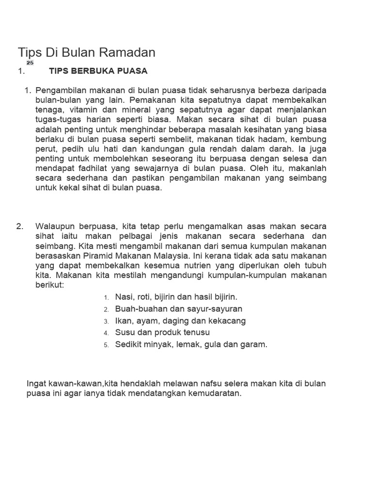 Tips Bulan Puasa 1 | PDF