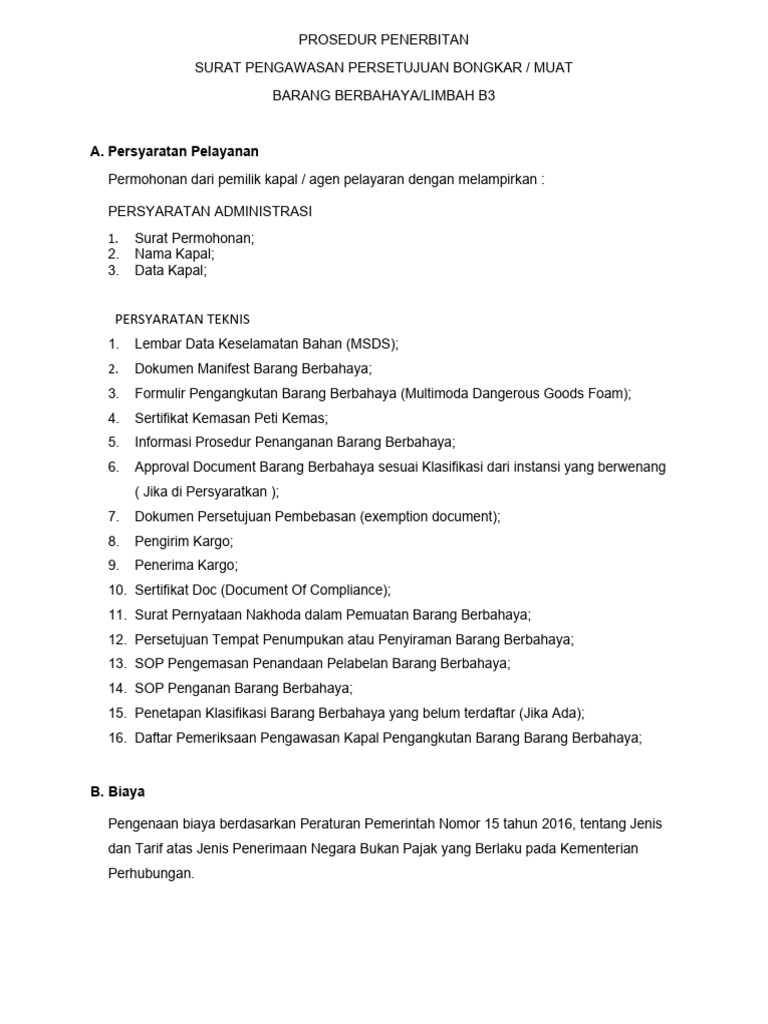 Prosedur Pengawasan Bongkar/Muat B3 | PDF