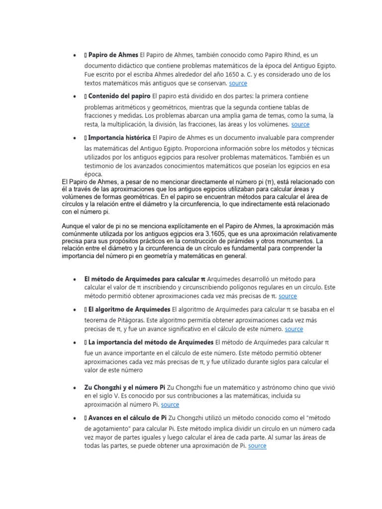 ? Papiro de Ahmes El Papiro de Ahmes PDF Pi Números