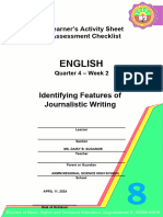 English: Identifying Features of Journalistic Writing