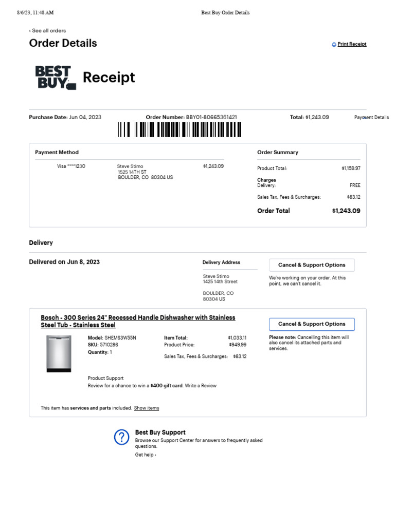 Best Buy Receipt Template 2023 | PDF | Receipt | Fee