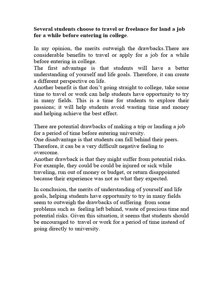 Benefits of Taking Time Before College | PDF | Business