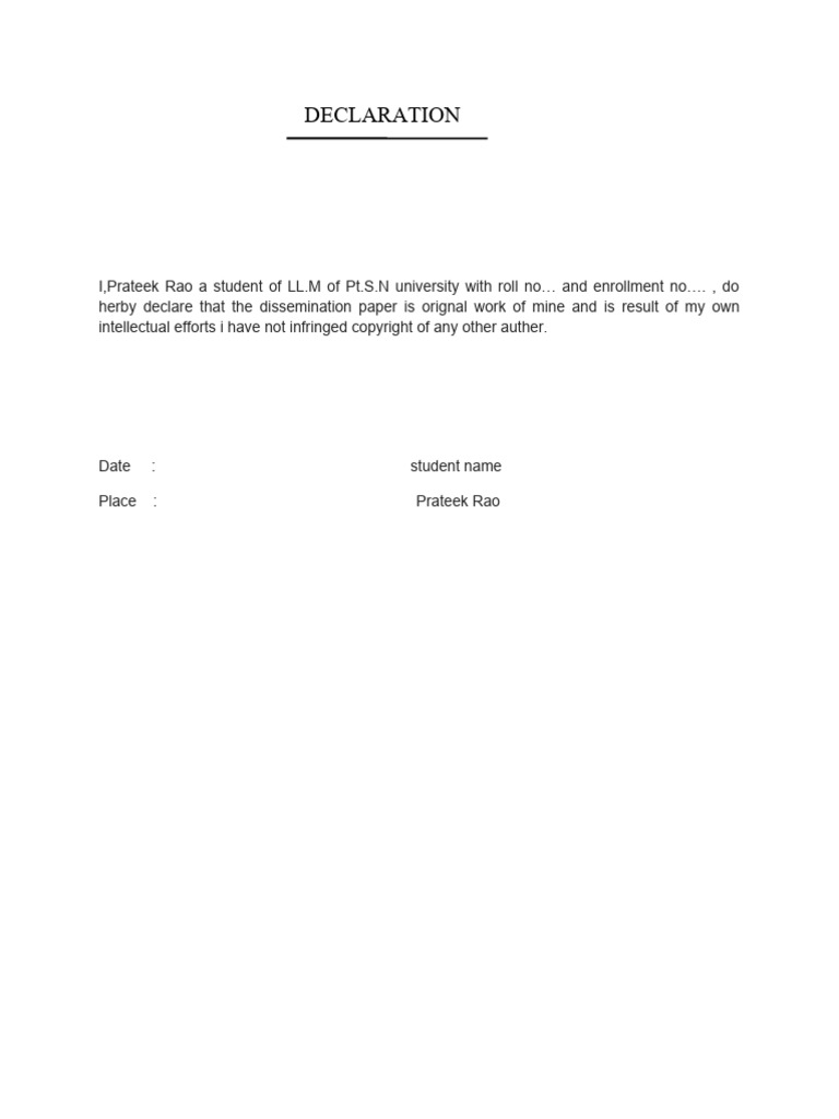 Original LL.M Dissemination Paper Declaration | PDF | Philosophy