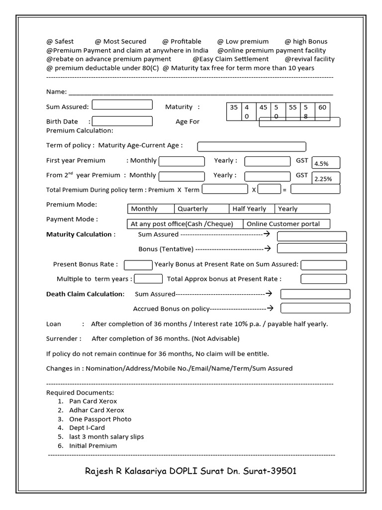 Explaining Proforma Pdf Insurance Payments