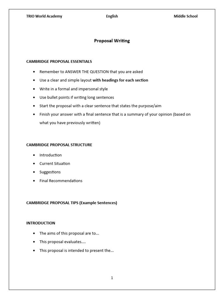 Cambridge Proposal Writing Guide | PDF | Career & Growth