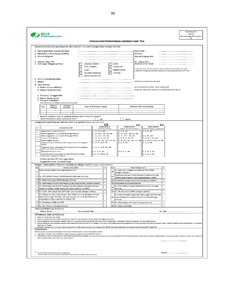 Form New JHT | PDF