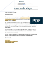 Modele Mail Demande de Stage