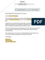 Modele Mail Attestation Participation Formation