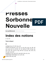 Les Prédiscours - Index Des Notions - Presses Sorbonne Nouvelle