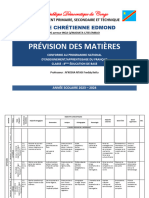 Prévision Des Matières 8ème 2023 - 2024