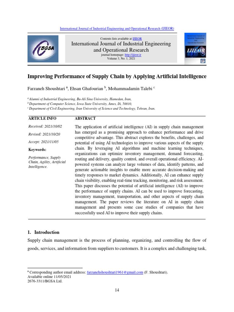 AI Enhancements in Supply Chain Performance | PDF | Supply Chain ...