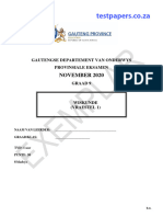 Gr9 Math P1 (Afrikaans) 2020 Exemplars Question Paper